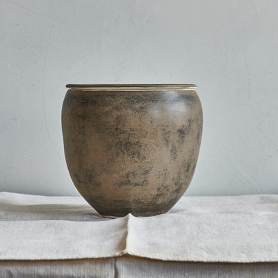 Dark Sand Flat Vessel Large