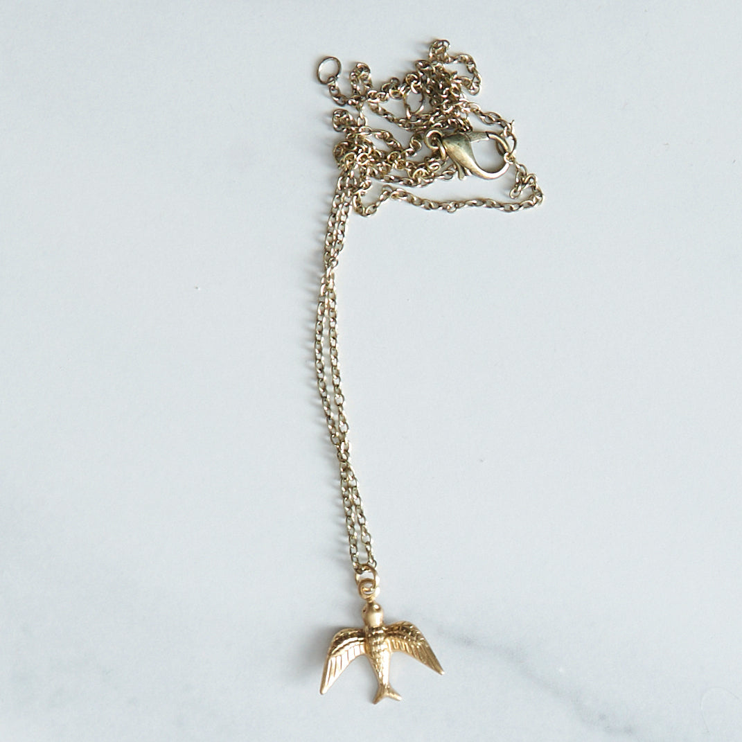 Solid Brass Birdie Charm Necklace